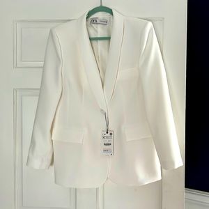 Zara Ecru Tuxedo Blazer